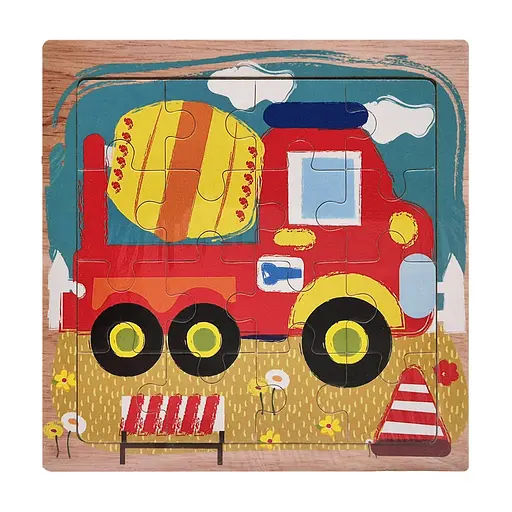 Деревяний пазл-вкладиш Бетонозмішувач 73260-11, 16 деталей