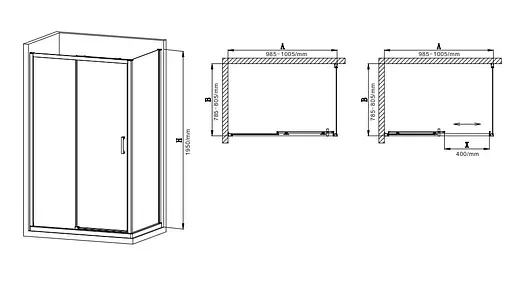 Душевая кабина без поддона Mixxus Premium Diverse SC03 -100x80x195-TR Black прозрачное стекло 6 мм MI6866, Черный матовый, Универсальная, прозрачная - фото 2