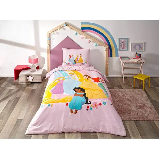 Комплект постільної білизни TAC Disney Princess Rainbow Полуторний Різнокольоровий 000229579
