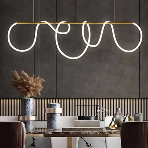 Латунная удлиненная люстра ELISION с гибкой LED лентой 150 см Ст. JU 22L-1500 AB | Line F - фото 1