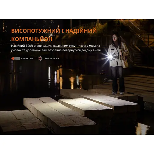 Ліхтар наключний Fenix E06R 700лм 110м (Сірий) - фото 7