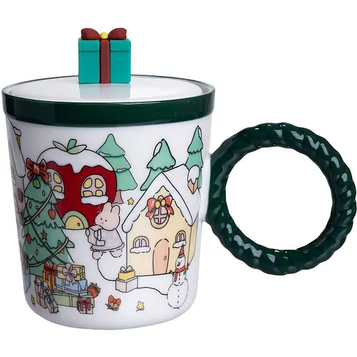 Чашка порцелянова Подарунок 400 мл з кришкою Yiwu FM-CS-36C