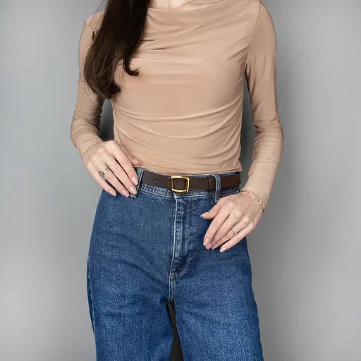 Ремінь шкіряний жіночий НС-2558 (110 см) коричневий - фото 2