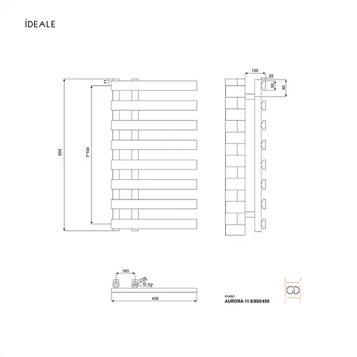 Полотенцесушитель дизайнерский Ideale Aurora 8/800/450 белый, Белый - фото 4