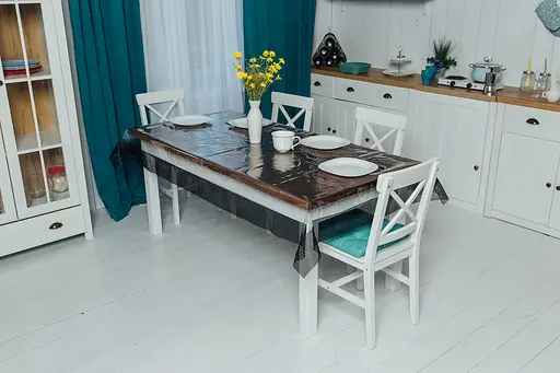 Скатертина силіконова з чорною стразовою стрічкою 380х150 см - фото 2