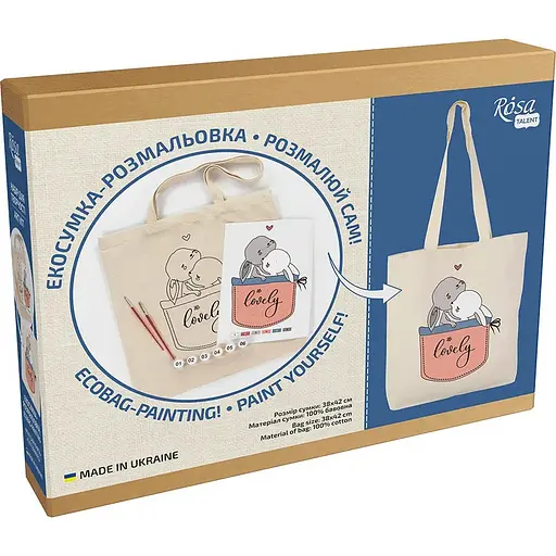 Набор для раскрашивания эко-сумки "Милые зайчата" Rosa N0003623 - фото 1