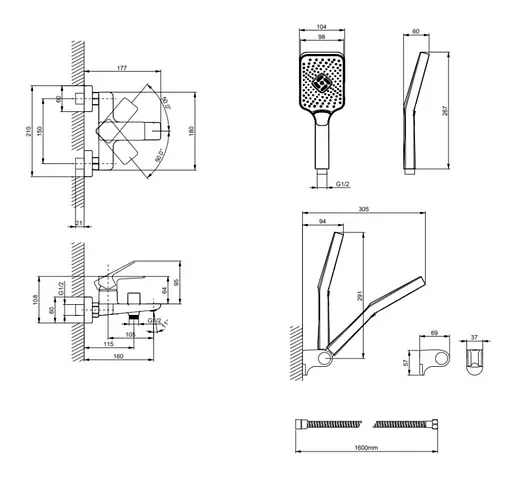 Змішувач для ванни Lidz Orion 006 Chrome з душовим гарнітуром LDORI006CRM48093 - фото 8