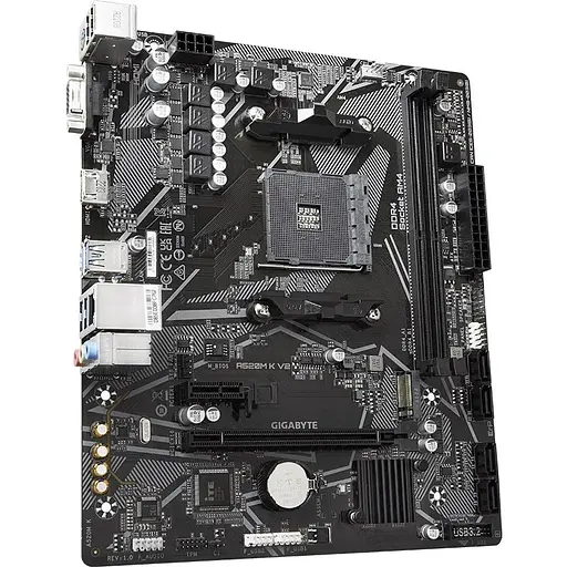 Материнская плата Gigabyte AM4 (A520) A520M K V2, A520, 2xDDR4, Int.Video (CPU), 4xSATA3, 1xM.2, 1xPCI-E 16x 3.0, 1xPCI-E 1x 3.0, ALC88 6xUSB3.2/6xUSB2.0, VGA/HDMI, MicroATX - фото 3