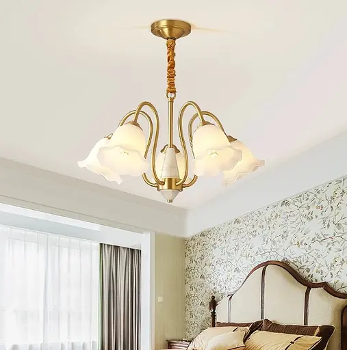 Люстра светодиодная потолочная 5029 Золотистый (5 плафонов)