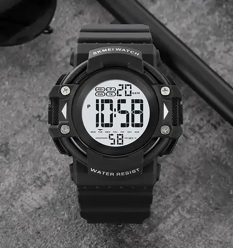 Годинник чоловічий спортивний наручний Skmei 2195 (Чорний з білим циферблатом) - фото 5