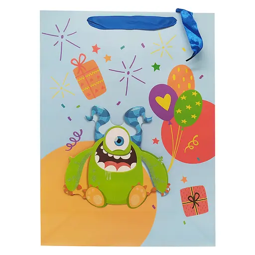 Подарочный пакет "Монстрики" Bambi 2373L, 40 х 30 х 0,1 Синий - фото 1