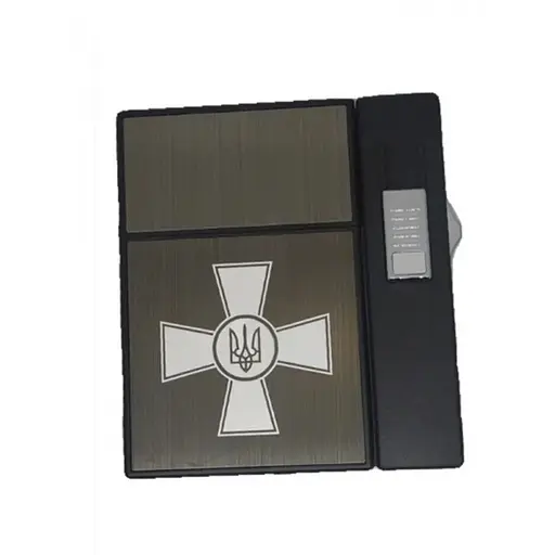 Портсигар на 20 сигарет із запальничкою та електроприкурювачем HL-424 Black Brown Хрест (15695)