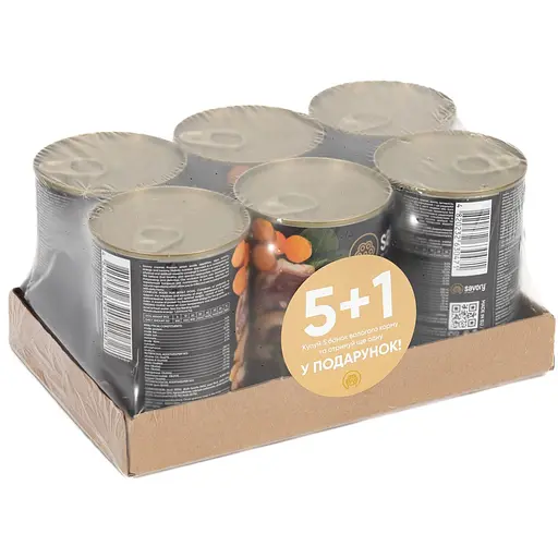 Корм влажный для взрослых собак всех пород Savory Dog Gourmand Duck паштет с уткой набор 5+1, 400 г  - фото 2