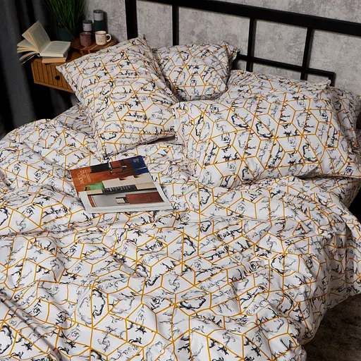 Комплект постільної білизни Moon&Star Бязь Gold Люкс Modern Marble Полуторний Євро 160х220наволочки 2х50х70 - фото 5
