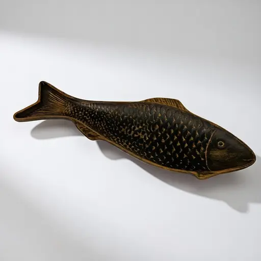 Блюдо для риби з червоної глини молочена кераміка Український глиняний посуд 35 см - фото 1