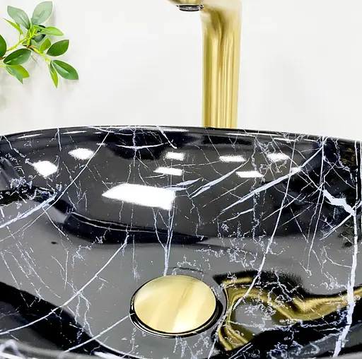 Умивальник VBI Parma black stone glossy накладний VBI-011014, Чорний матовий - фото 3