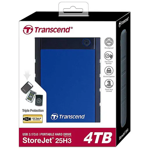 Зовнішній жорсткий диск Transcend StoreJet 25H3 4TB (TS4TSJ25H3B) - фото 4
