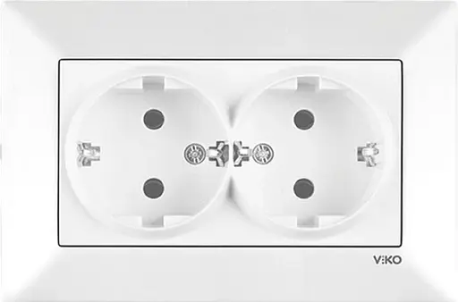 Розетка двойная с заземлением VIKO Meridian Белый (90970056-WH)