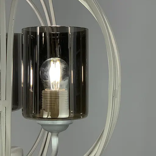 Люстра Лофт у білому корпусі форми плетена куля Line.F Колір плафона Графітовий - фото 7