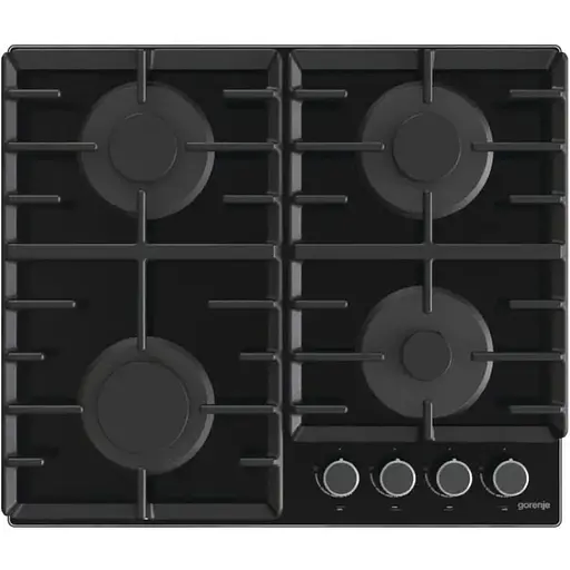 Варильна поверхня Gorenje газова на склі, 60см, чавун, чорний - фото 1
