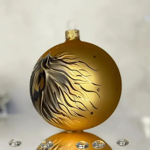 Елочное украшение Санта Шоп Символ 2026 Мечтательный конь золотой стекло (4820001234084) - фото 2