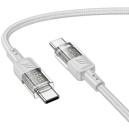 Дата кабель Hoco U129 Spirit Transparent Type-C to Type-C 60W (1.2m) Gray - фото 2