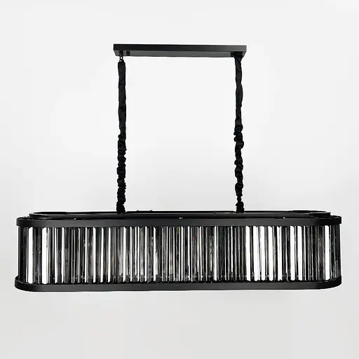 Люстра чорна видовжена з графітовими пластинами 120х30 см | Арт. MJ 160L-1200 BK+GR | Line F - фото 8