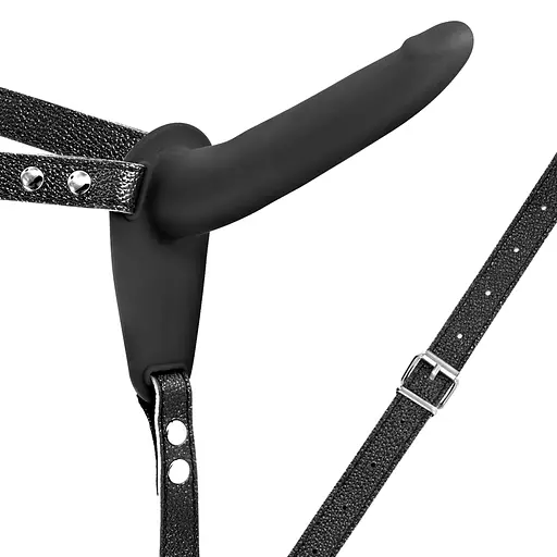 Страпон с вибрацией Fetish Tentation Vibrating Strap-On With Double Dildo 15 см черный