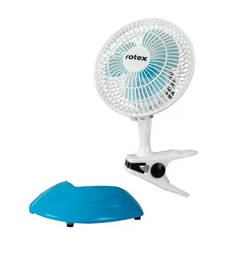 Настольный лопастный вентилятор от сети Rotex RAT06-E с прищепкой 2 скорости диаметр 15см 25Вт Белый / Голубой - фото 2