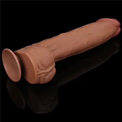 Фалоімітатор LoveToy Sliding-Skin Dual Layer Dong King Sized 36 см тілесний - фото 4