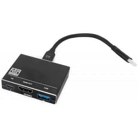 Хаб Usb Extradigital, черный, Type-C 3.1 - 1xType-C 3.0 / 1xUsb 3.0 / HDMI 4K, кабель 10 см, алюминиевый корпус (KBH1802) - фото 1