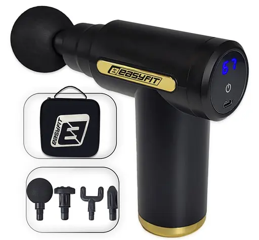 Перкуссионный массажер для тела EasyFit Pulse Mini 4 насадки, 6 режимов (EF-2070) - фото 1