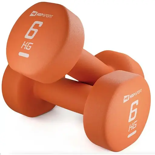 Гантелі для фітнесу Hop-Sport неопренові круглі HS-V060DR 2x6кг помаранчевий