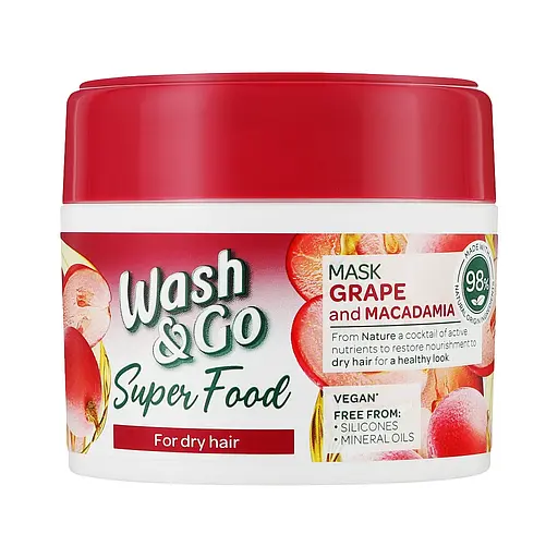 Маска для волос Wash&Go Super Food С виноградом и макадамией Для сухих волос 300 мл (8008970053073)