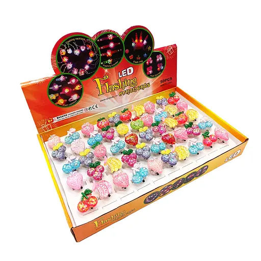 Детское колечко Фрукты-Различные 12-53 светящееся, разноцветное