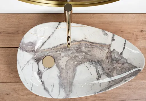 Умивальник Rea Greta 65 Thunder Shiny накладний мармур REA-U6500, Мармур - фото 4