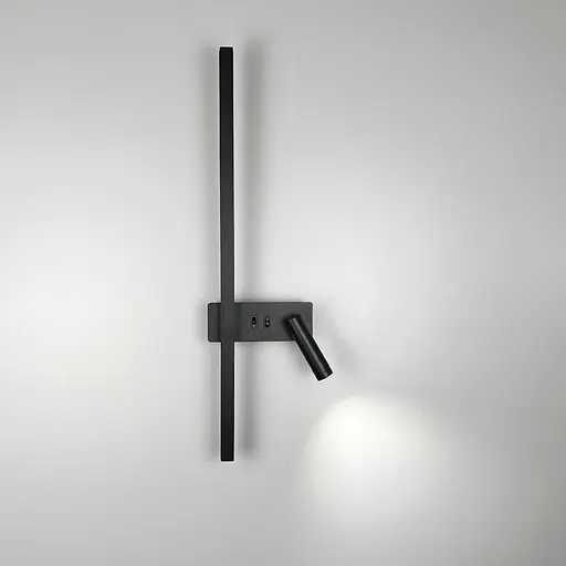 Черный линейный бра 65 см со спотом справа и 2-мя выключателями Line F Арт. WB 121/600 R BK  - фото 5