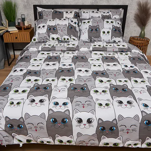 Комплект постільної білизни Moon&Star Бязь Gold Люкс Furry Friends Сімейні 143х210х2 наволочки 2х40х60 - фото 2