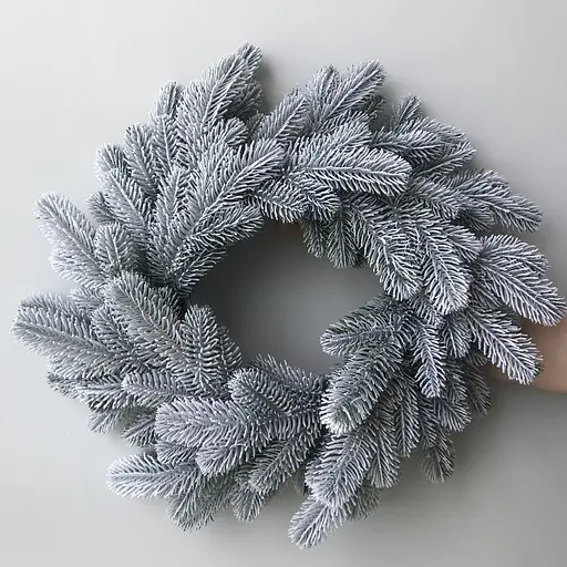 Вінок новорічний різдвяний Hvoya Lux з литої хвої засніжений 40 см - фото 3