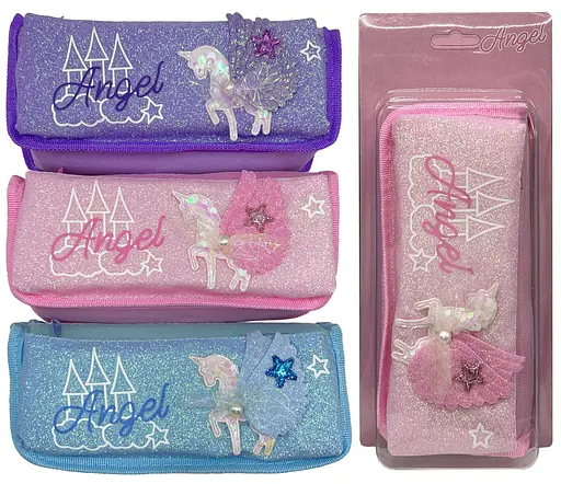 Пенал-косметичка Единорог-крылья, 2 молнии, 6x30 см (в ассортименте) - фото 2