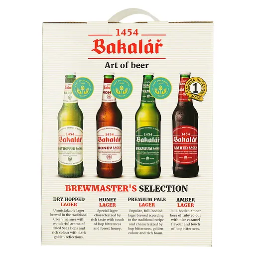 Набор: пиво Bakalar Honey lager 0.5+ Bakalar Dry hopped lager 0.5 л + Bakalar amber lager 0.5 л + Bakalar premium (2 шт. х 0.5 л = 1 л) + бокал 0.3 л - фото 3