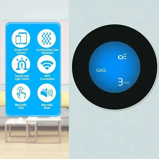 Умный датчик утечки газа Wi-Fi с сиреной Yobang Security GS-85 wifi + Iphone &amp; Android App - фото 7