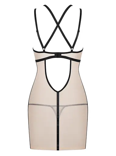 Сорочка і стрінги Obsessive Nudelia L/XL тілесний - фото 5