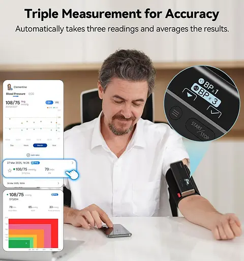 Машина для вимірювання артеріального тиску для дому Checkme BP2 WiFi з ЕКГ, Bluetooth-монітор - фото 8