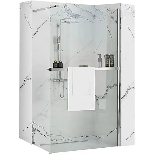 Душова стінка Rea Aero N 70 chrome з полицею Evo REA-K7840 + HOM-08945, прозорий, хром - фото 1