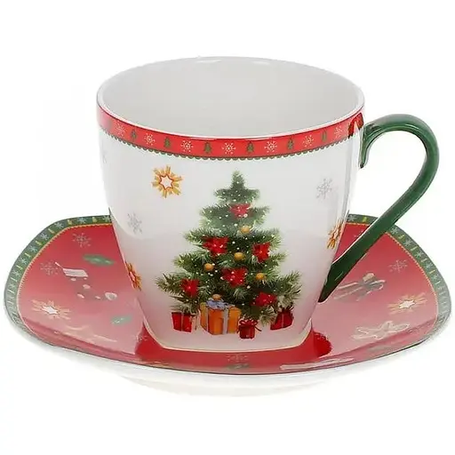 Чашка фарфорова з блюдцем 220 мл Святковий флер BonaDi 498-240