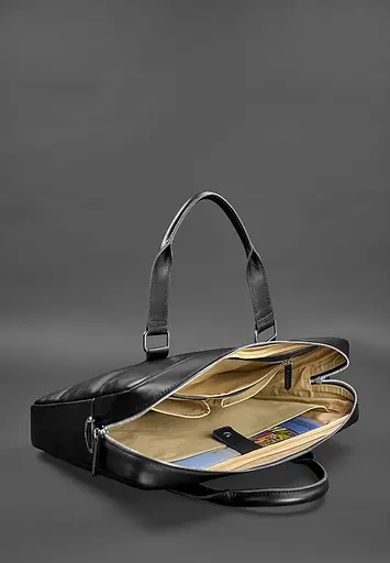 Шкіряна сумка для ноутбука і документів чорна - фото 5