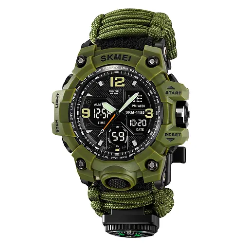 Наручний годинник чоловічий 1155BNAG Army Green Skmei acs0030848 - фото 1