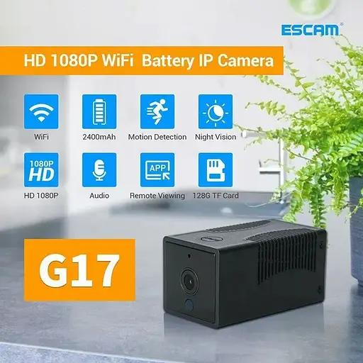 Мини WIFI камера Escam G17 беспроводная с аккумулятором 2400 мАч - фото 2