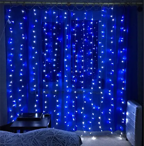 Гірлянда штора Водоспад 480 led 3.0х3.0м Синя - фото 9